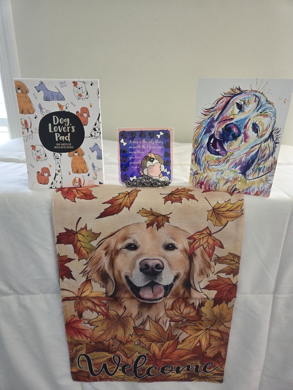 Welcome Golden Retriever Autumn Dog Garden Flag - Brown
